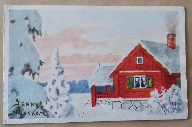Jenny Nyström: Tupa hankien keskellä, p. 1947