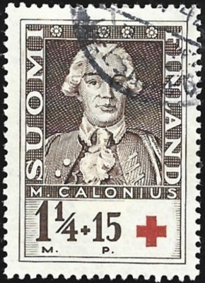 1935 Pun. Risti M. Calonius 1 1/4 + 15 leimattu LaPe 188