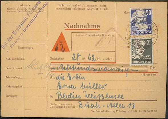 DDR Mi 337 ym postiennakkokortti