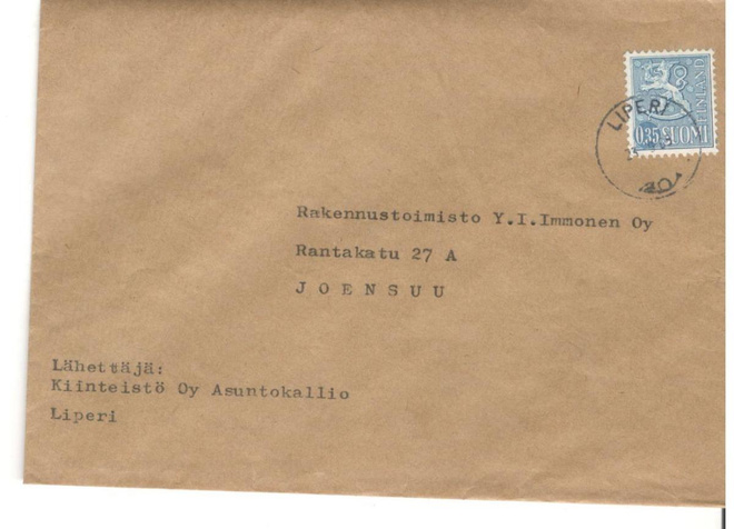 Liperi,  v. 1965  firmakuori kotiseutukeräilijälle