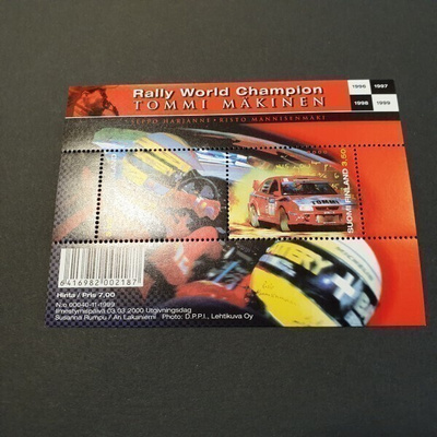 // postimerkkiblokki 24 postituore  ralliautoilu auto