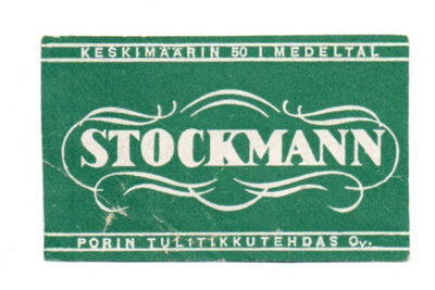 Porin Tulitikkutehdas STOCKMAN Etiketti