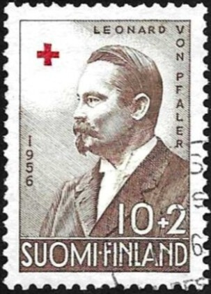 1956 Punainen Risti L. von Pfaler 10+ 2 mk leimattu LaPe 468