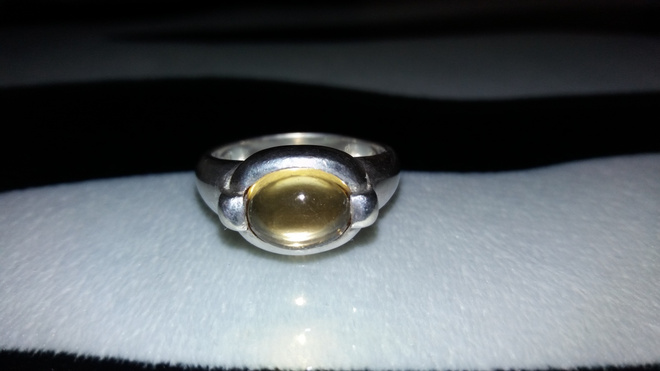 Vintage hopea Citrine kivi sormus 925