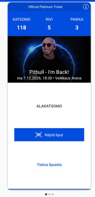 Pitbull 7.12. Helsinki - lippu