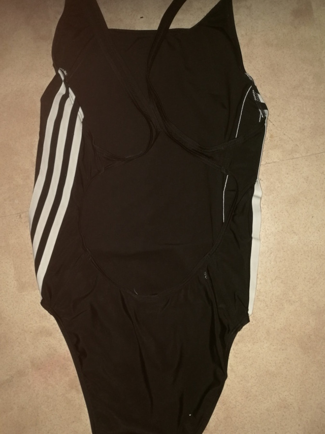 Adidas - kokouimapuku musta 3 raitaa M- koko(38)