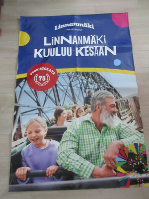 Linnanmäki  Vuoristorata 75 vuotta JÄTTI juliste 1,2 x 1,75m