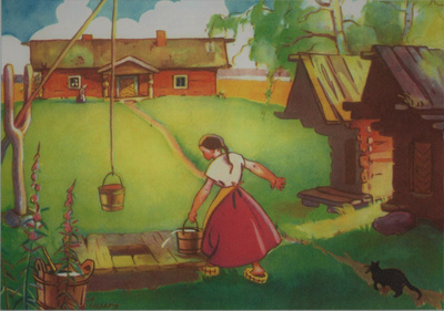 Tyttö kaivolla <> Martta Wendelin