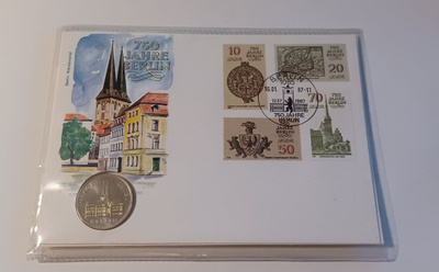 5 mark 1987 Itä-Saksa Rahakirje Berlin 750v. UNC