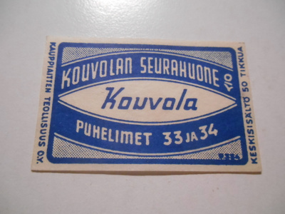 TT Etiketti Kouvolan Seurahuone Kouvola