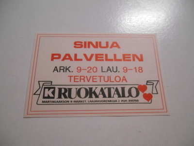 TT Etiketti K-Ruokatalo Martinlaakso Laajavuori