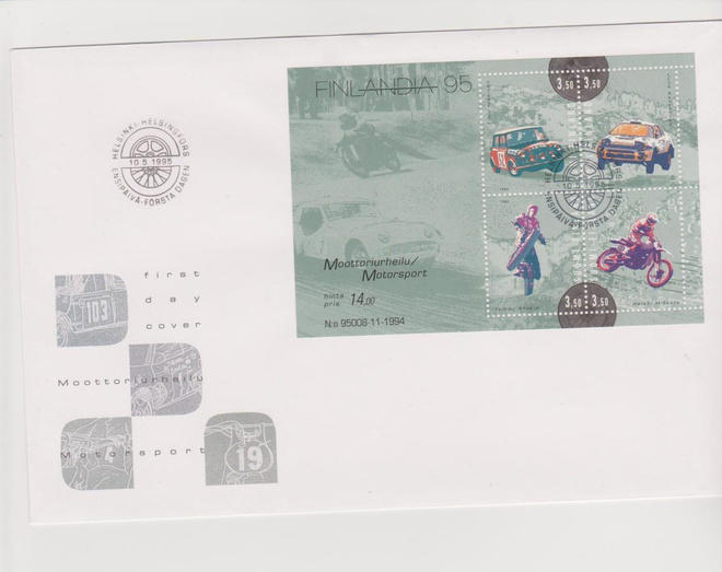 FDC 1995 FINLANDIA Moottoriurheilu BL16