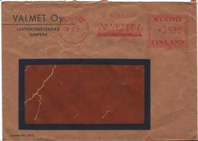 POSTILÄHETYS WALMET LENTOKONE T.+ FRAMALEIMA