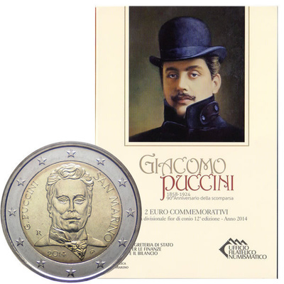 ** SAN MARINO 2€ 2014 Puccini kansiossa **