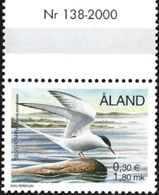 Åland 2000  Lintuja 1,80 mk välilöpari numero ** LaPe 168