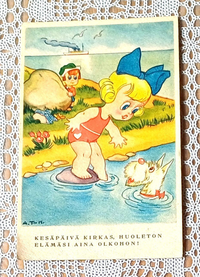 Arnold Tilgmann v.1945 postitettu kesäinen kortti ROY