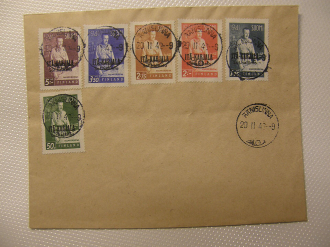 1942  ITÄ KARJALA Mannerheim sarja  FDC  ei kulk