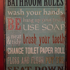 Hauska Bathroom rules -kyltti metallia - pikkukuva 1