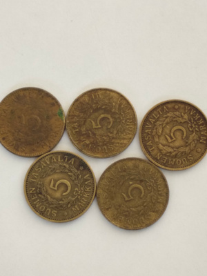 5mk 1935,1946,1948,1949 ja 1950