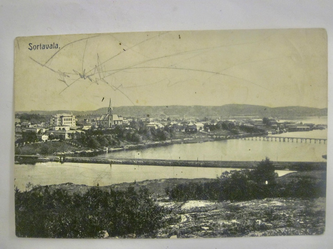 VANHA Postikortti Sortavala 1900-l Kirjakaupan Mainos