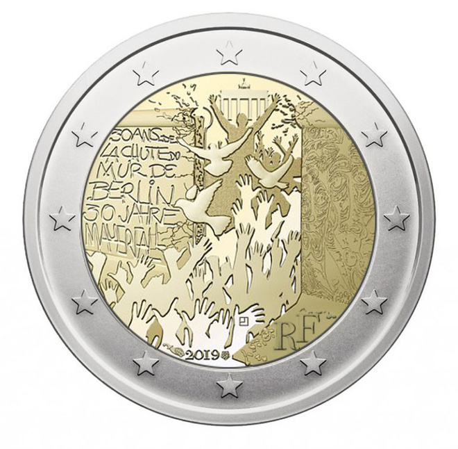 ** RANSKA 2€ 2019 Berliinin muuri pillerissä **