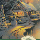 Thomas Kinkade: Lumiukko talon vieressä (taittokortti) - pikkukuva 1