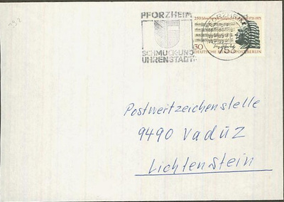Berlin Mi 392 kirje Lichtensteiniin