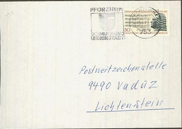 Berlin Mi 392 kirje Lichtensteiniin