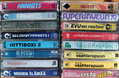 ISKELMÄKOKOELMAKASETTEJA 16 KPL PÄÄASIASSA 70-90-LUVUILTA