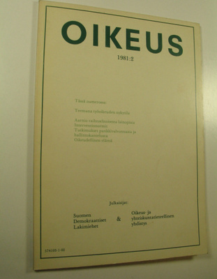 Niklas (toim.) Bruun : Oikeus, 2/1981
