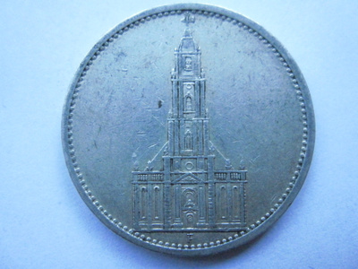 Natsi-Saksa 5 Reichsmark 1935 F Potsdam Garrison Church