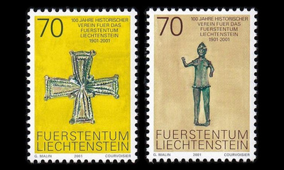 Liechtenstein 1266-7 ** Historiallinen seura 100v (2001)
