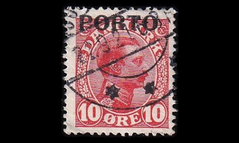 Tanska PORTO_4 o 10 öre Christian X (1921)