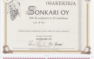 OKK 1988 Sonkari Oy spec , Vesanto osakekirja