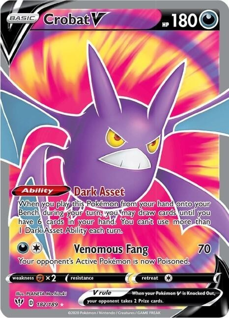 Crobat V 182/189 - Darkness Ablaze - NM/M