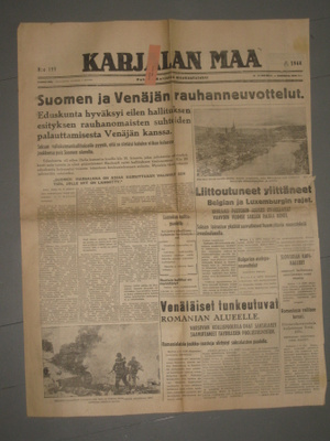 Sanomalehti Karjalan Maa 3.9.1944