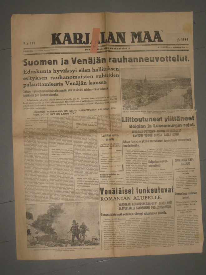 Sanomalehti Karjalan Maa 3.9.1944