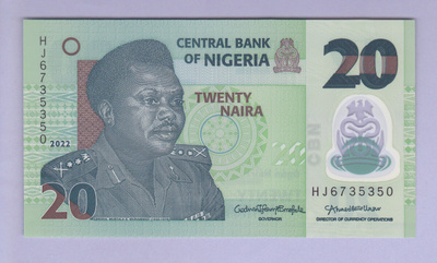 Nigeria 20 Naira v.2022 UNC P-34 Polymer