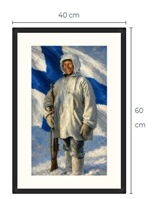 Uusi Simo Häyhä art print kehystetty 30 cm x 40 cm
