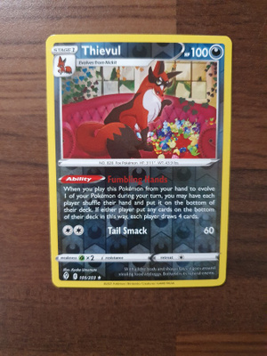 Pokemon Thievul 105/203 Reverse holo rare