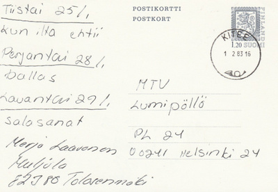 Postileima Kitee 1.2.1983
