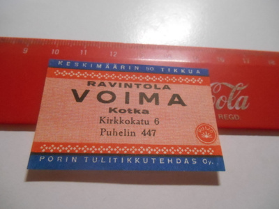 TT Etiketti Puijo Ravintola Voima Kotka