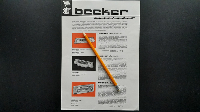 Becker Autoradio Esite + Hintaliite 1960
