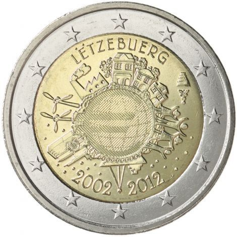 Luxemburg 2012 2 € Euro 10 vuotta UNC