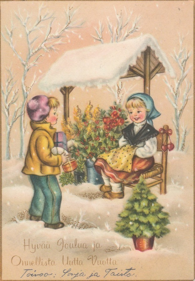 Postikortti, JOULUKORTTI, vanha v 1958 Poriin