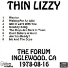 THIN LIZZY the forum inglewood 16.8.1978 - pikkukuva 2