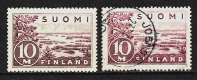1930 10mk yleismerkki leimattu ja leimaamaton