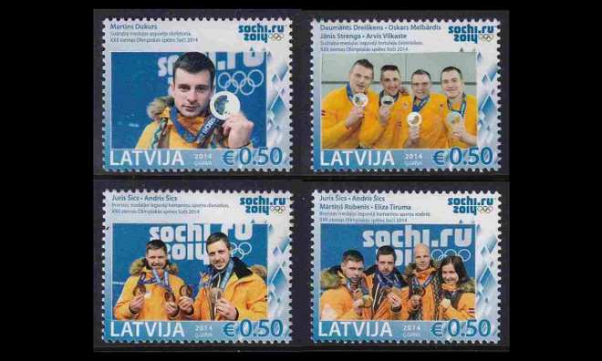 Latvia 909-12 ** Sotšin olympiamitalisteja (2014)
