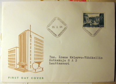 FDC Aventojoen Ristikallio 23.3.1964 Lapeh. 40.00e (83)