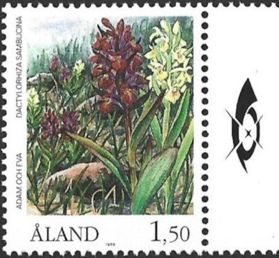 ÅL 1989 Kämmekkäkasvit 1,50 mk välilöpari logo ** LaPe 033